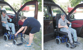 Práctica silla de ruedas para el traslado en coche personas con movilidad reducida - Geriatricarea