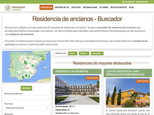 geriatricarea Residencias y Salud portal busqueda residencias